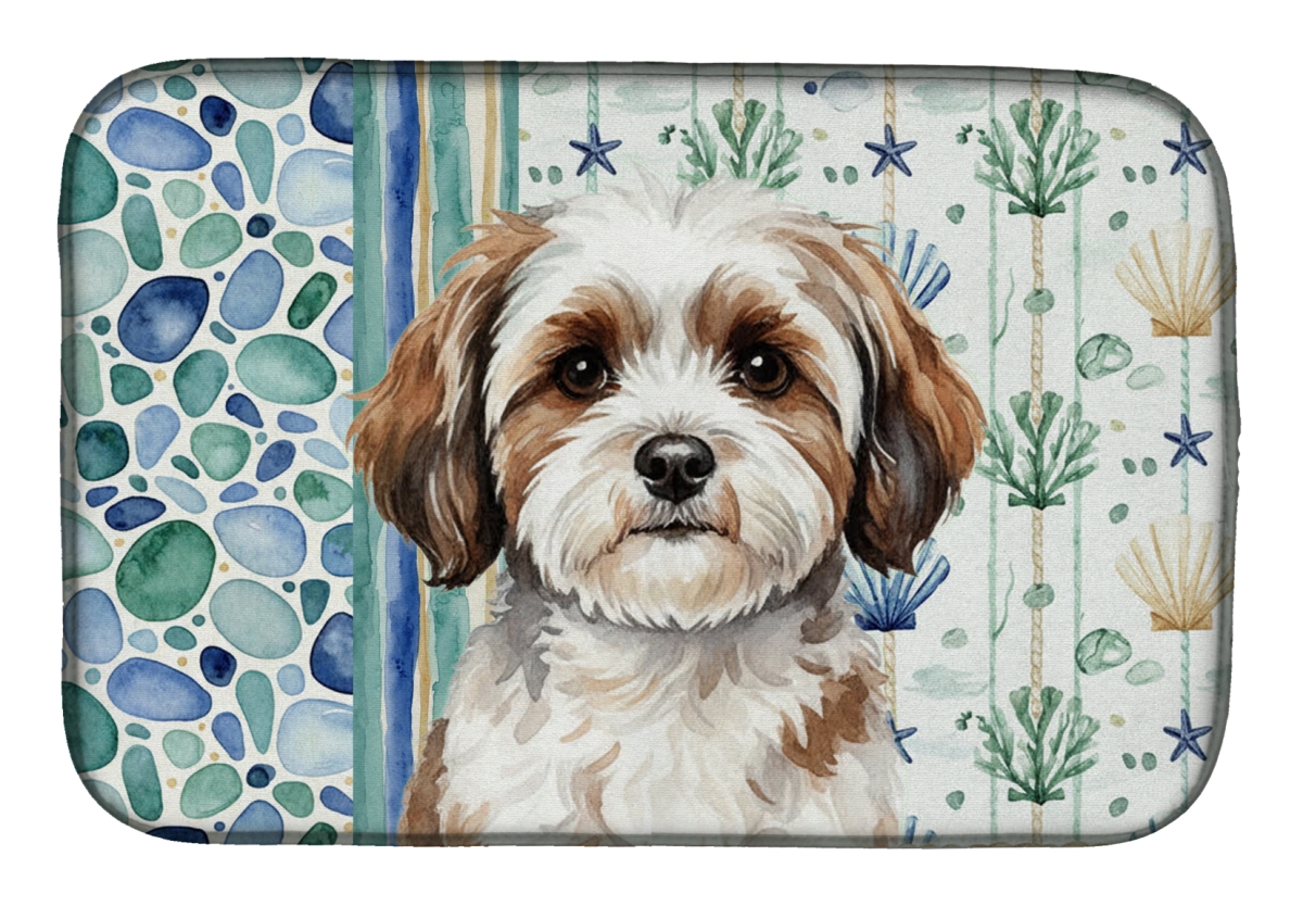 Picture of Carolines Treasures WDK7068DDM 21 x 14 in. Parti-Color Havanese Coastal Sea Glass Dish Drying Mat