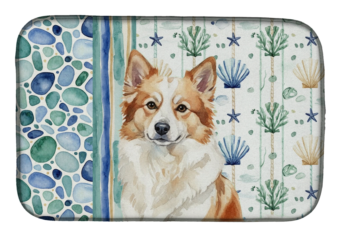 Picture of Carolines Treasures WDK7071DDM 21 x 14 in. Tan Icelandic Sheepdog Coastal Sea Glass Dish Drying Mat
