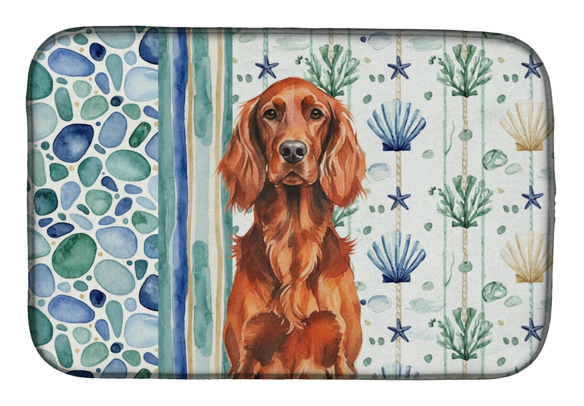 Picture of Carolines Treasures WDK7072DDM 21 x 14 in. Irish Setter Coastal Sea Glass Dish Drying Mat