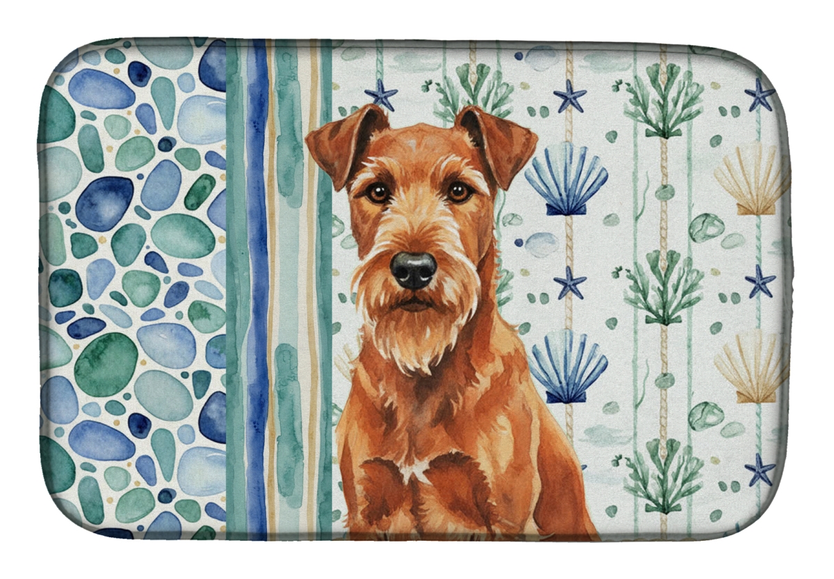 Picture of Carolines Treasures WDK7073DDM 21 x 14 in. Irish Terrier Coastal Sea Glass Dish Drying Mat