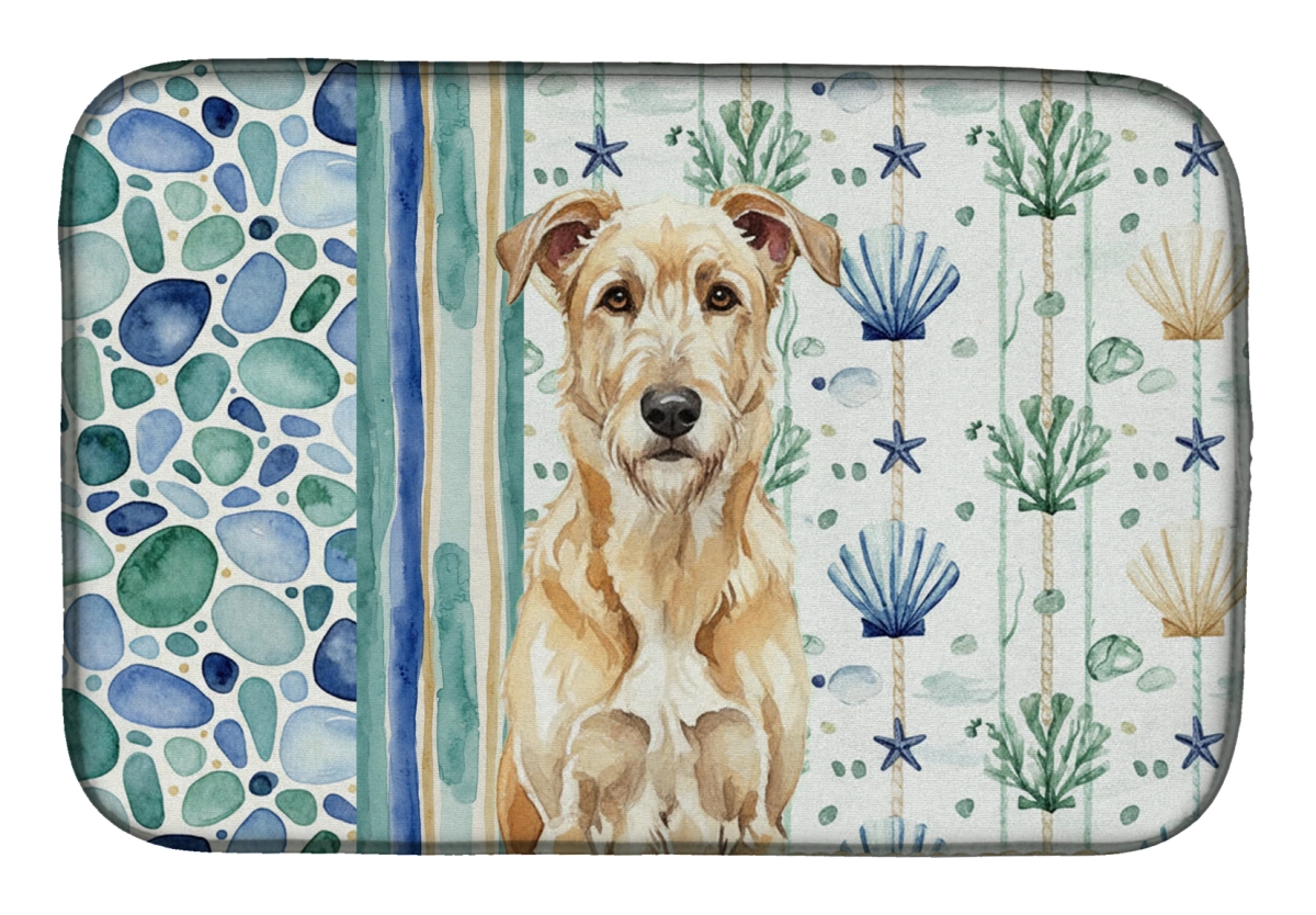 Picture of Carolines Treasures WDK7076DDM 21 x 14 in. Wheaten Irish Wolfhound Coastal Sea Glass Dish Drying Mat