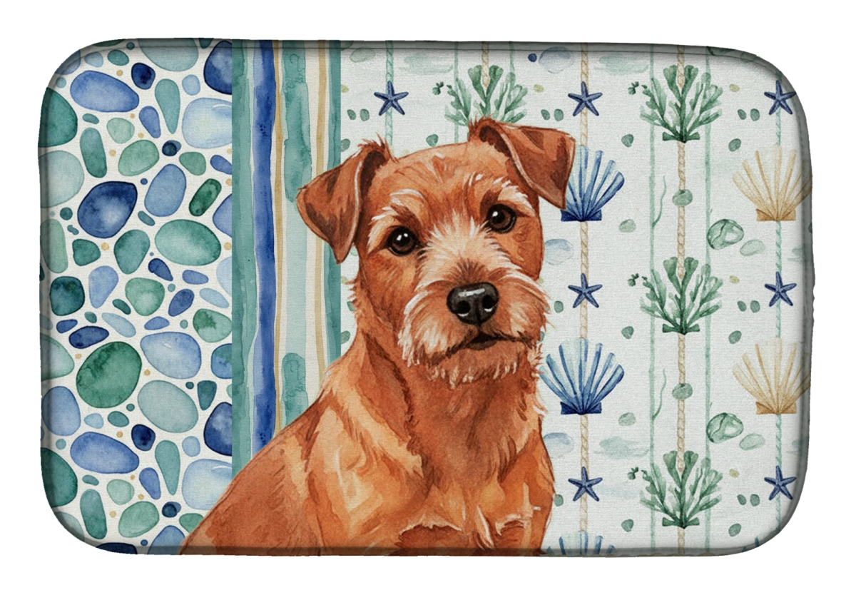 Picture of Carolines Treasures WDK7130DDM 21 x 14 in. Red Norfolk Terrier Coastal Sea Glass Dish Drying Mat