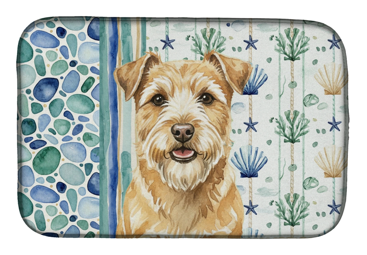 Picture of Carolines Treasures WDK7131DDM 21 x 14 in. Wheaten Norfolk Terrier Coastal Sea Glass Dish Drying Mat