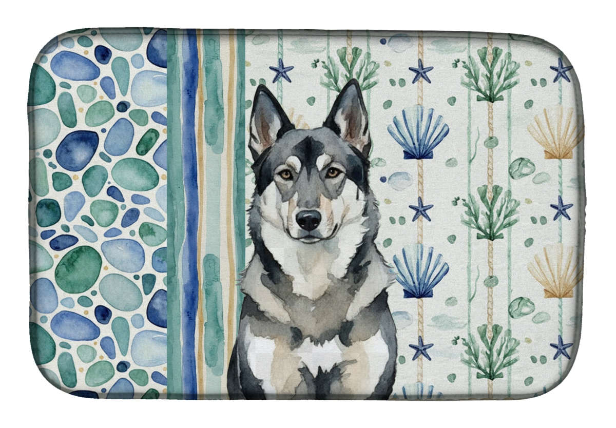 Picture of Carolines Treasures WDK7132DDM 21 x 14 in. Norwegian Elkhound Coastal Sea Glass Dish Drying Mat
