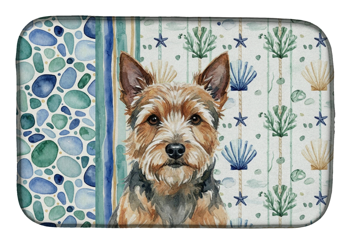 Picture of Carolines Treasures WDK7133DDM 21 x 14 in. Norwich Terrier Coastal Sea Glass Dish Drying Mat