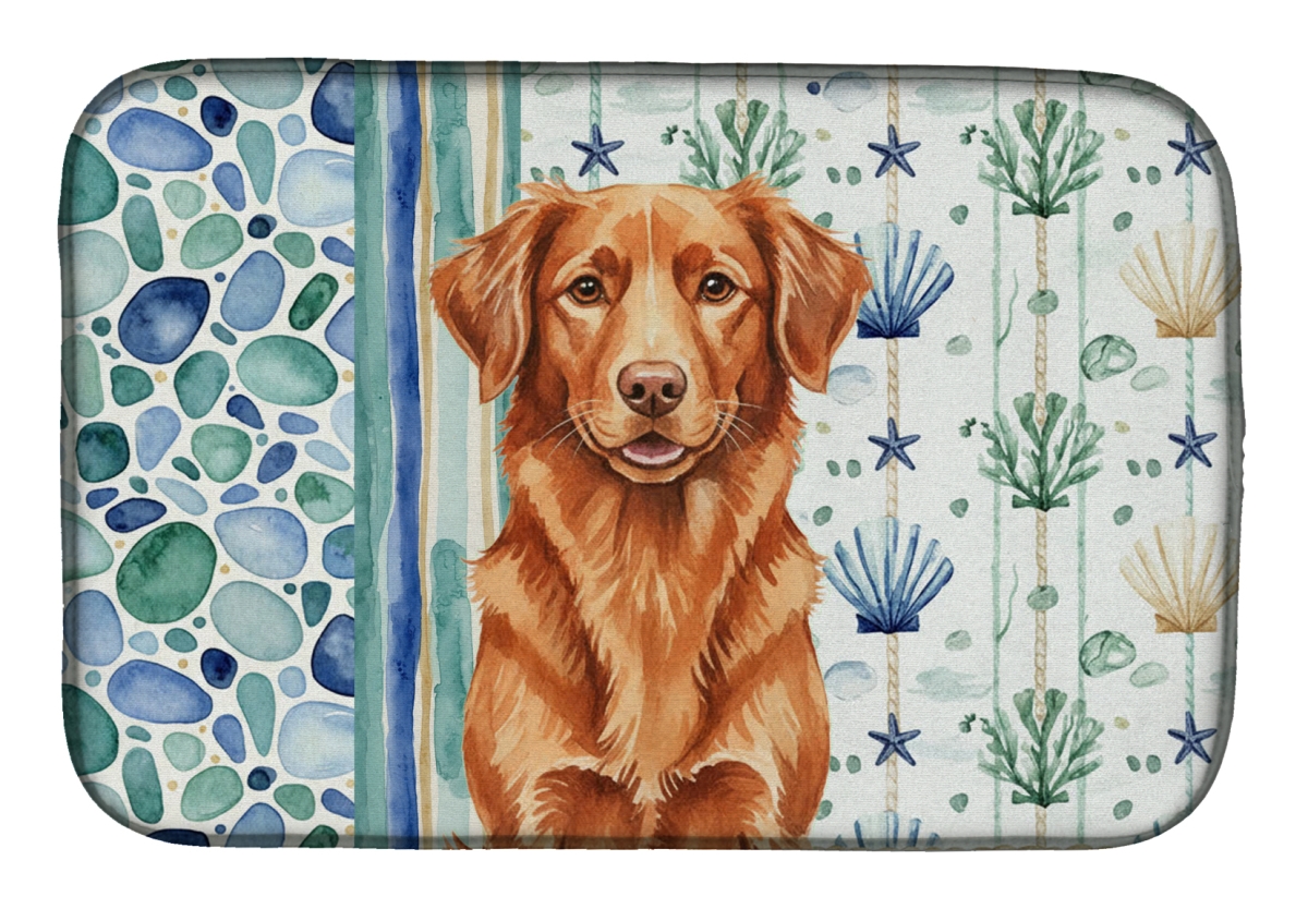 Picture of Carolines Treasures WDK7134DDM 21 x 14 in. Copper Nova Scotia Duck Tolling Retriever Coastal Sea Glass Dish Drying Mat