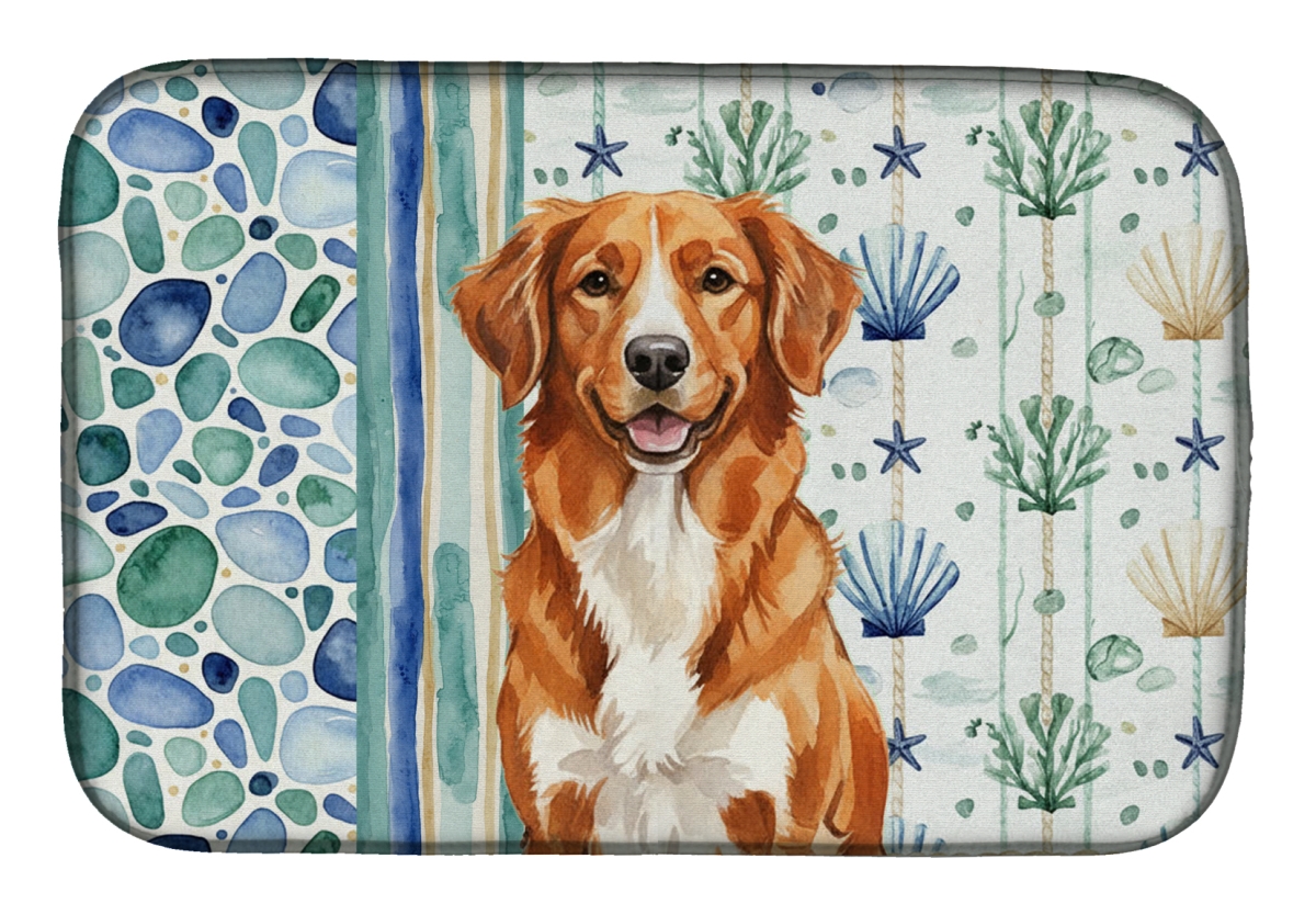 Picture of Carolines Treasures WDK7135DDM 21 x 14 in. Orange Nova Scotia Duck Tolling Retriever Coastal Sea Glass Dish Drying Mat