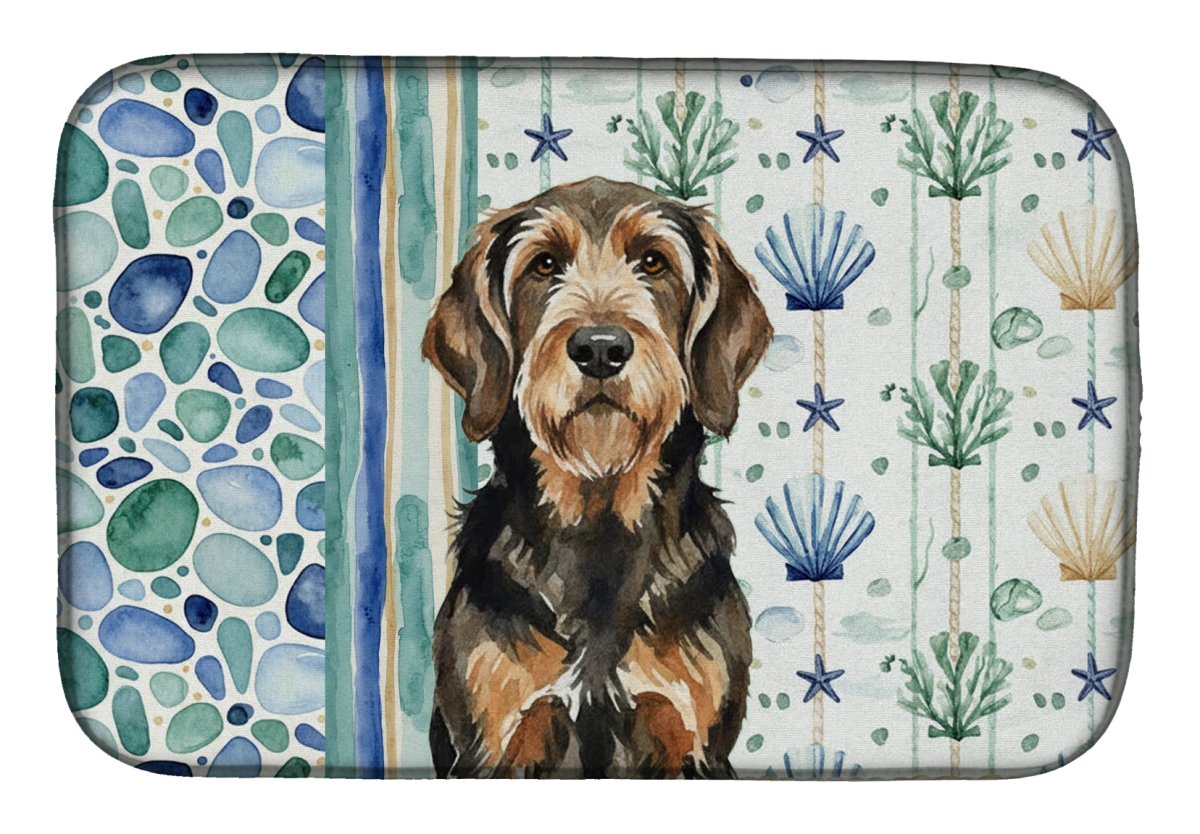 Picture of Carolines Treasures WDK7138DDM 21 x 14 in. Black & Tan Otterhound Coastal Sea Glass Dish Drying Mat