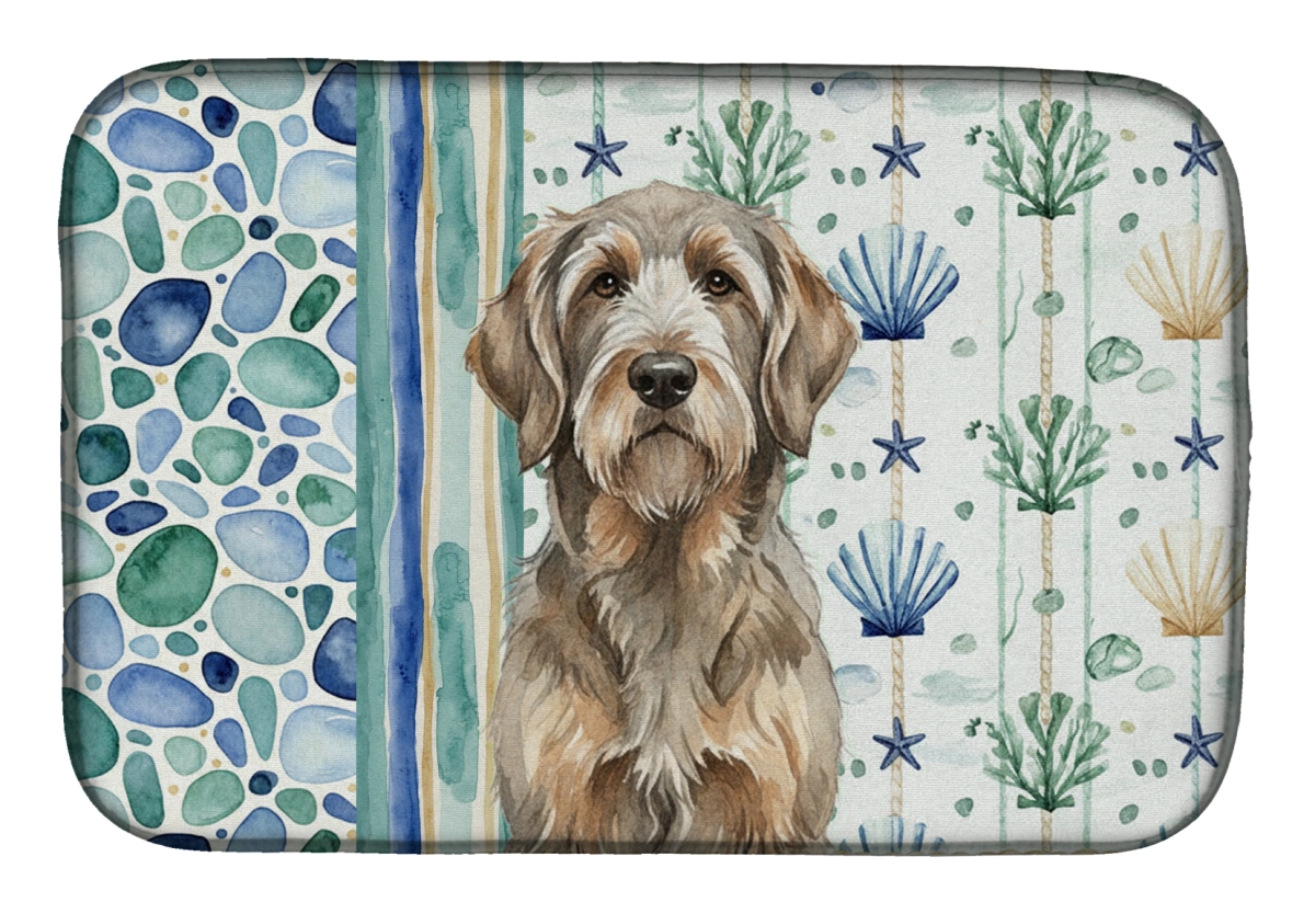Picture of Carolines Treasures WDK7139DDM 21 x 14 in. Grizzle & Tan Otterhound Coastal Sea Glass Dish Drying Mat