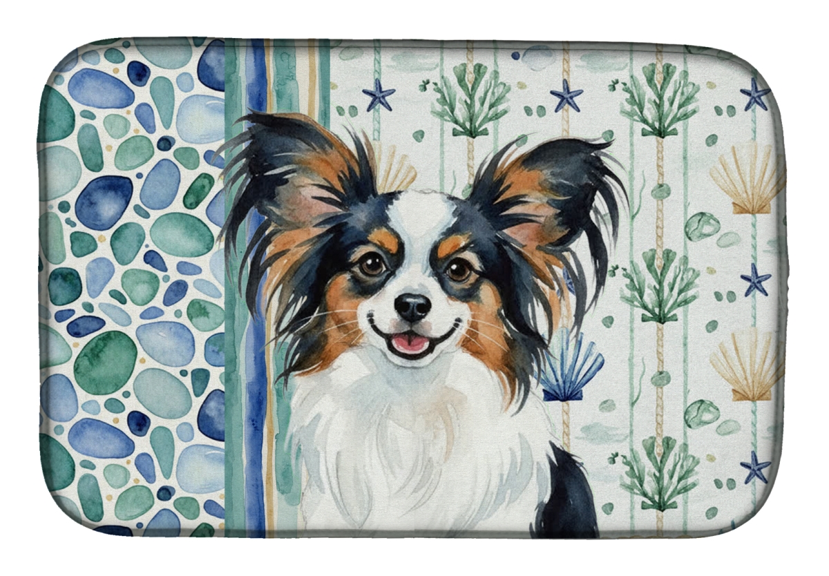 Picture of Carolines Treasures WDK7143DDM 21 x 14 in. Tricolor Papillon Coastal Sea Glass Dish Drying Mat