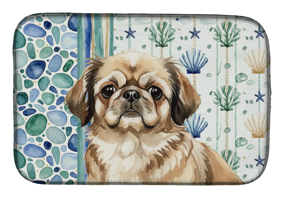 Picture of Carolines Treasures WDK7152DDM 21 x 14 in. Sable Pekingese Coastal Sea Glass Dish Drying Mat