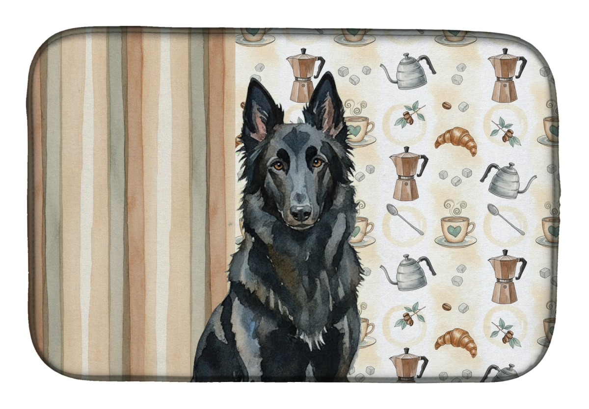 Picture of Carolines Treasures WDK7310DDM 21 x 14 in. Belgian Sheepdog Groenendael Coffee Bar Dish Drying Mat