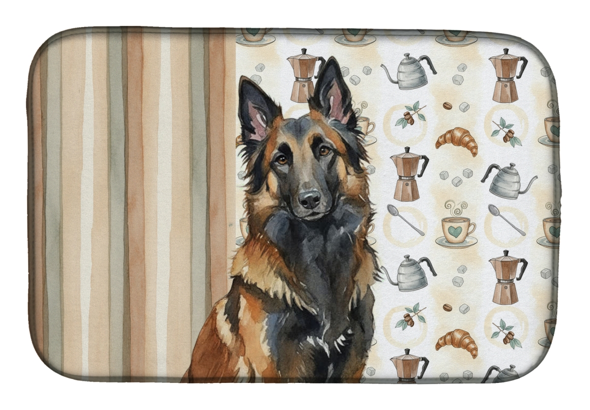 Picture of Carolines Treasures WDK7311DDM 21 x 14 in. Belgian Tervuren Coffee Bar Dish Drying Mat