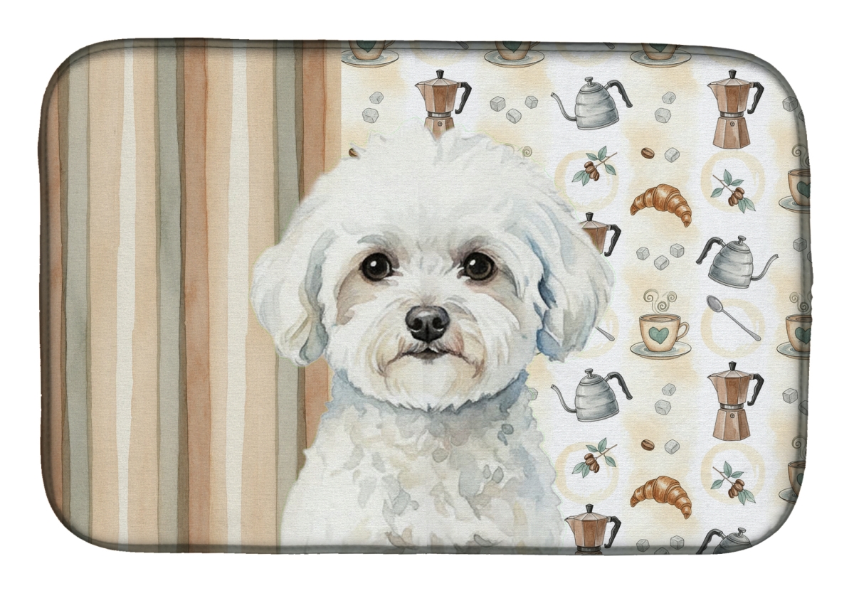 Picture of Carolines Treasures WDK7314DDM 21 x 14 in. Bichon Frise Coffee Bar Dish Drying Mat