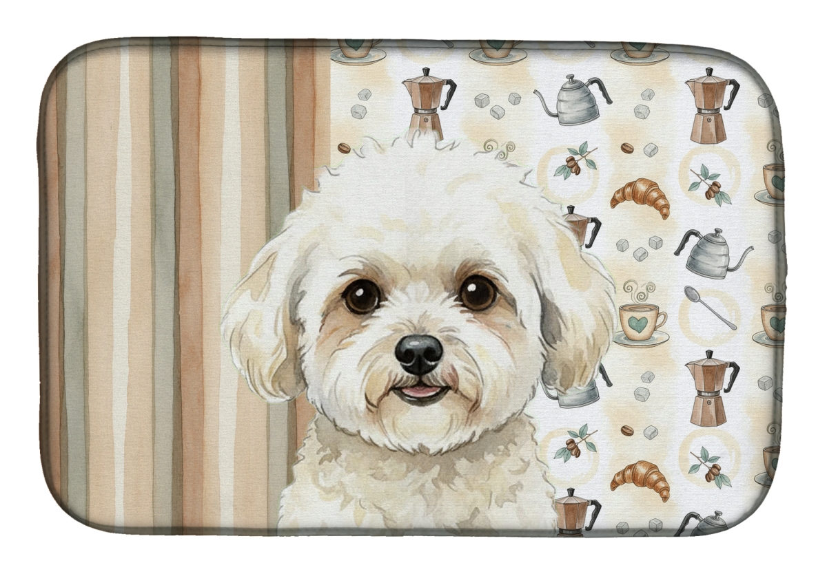 Picture of Carolines Treasures WDK7315DDM 21 x 14 in. White & Cream Bichon Frise Coffee Bar Dish Drying Mat