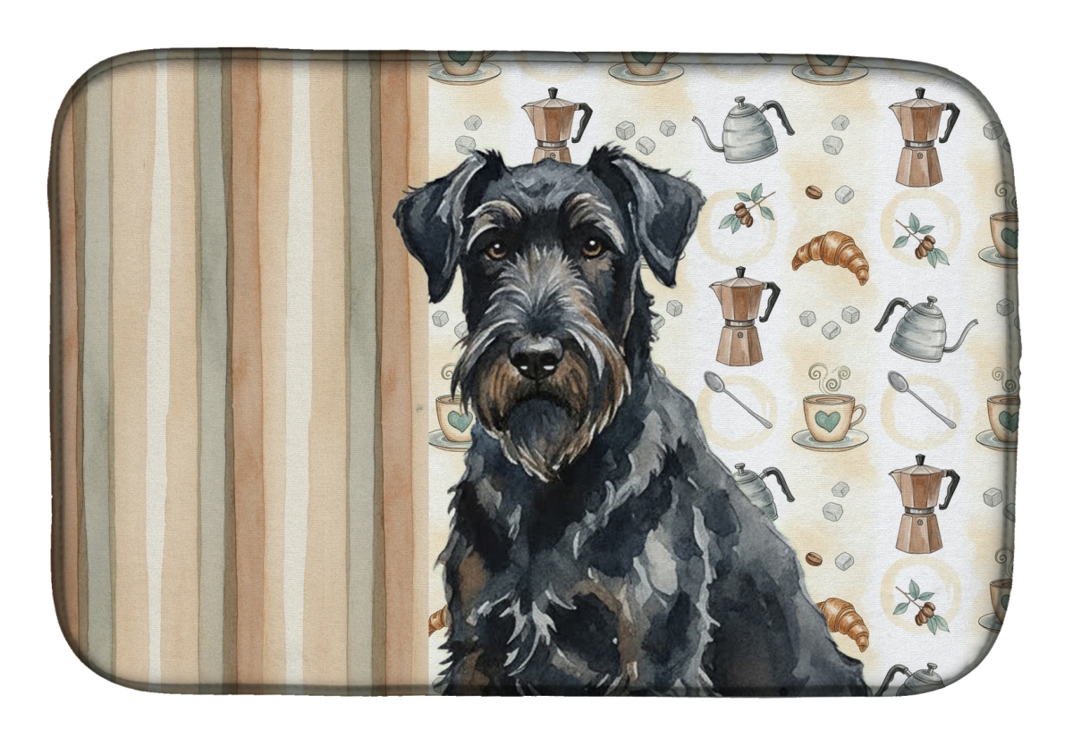 Picture of Carolines Treasures WDK7316DDM 21 x 14 in. Black Russian Terrier Coffee Bar Dish Drying Mat
