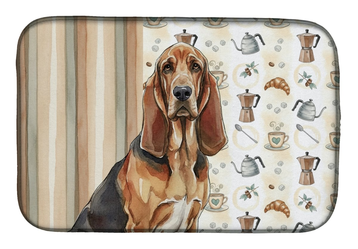 Picture of Carolines Treasures WDK7318DDM 21 x 14 in. Liver & Tan Bloodhound Coffee Bar Dish Drying Mat