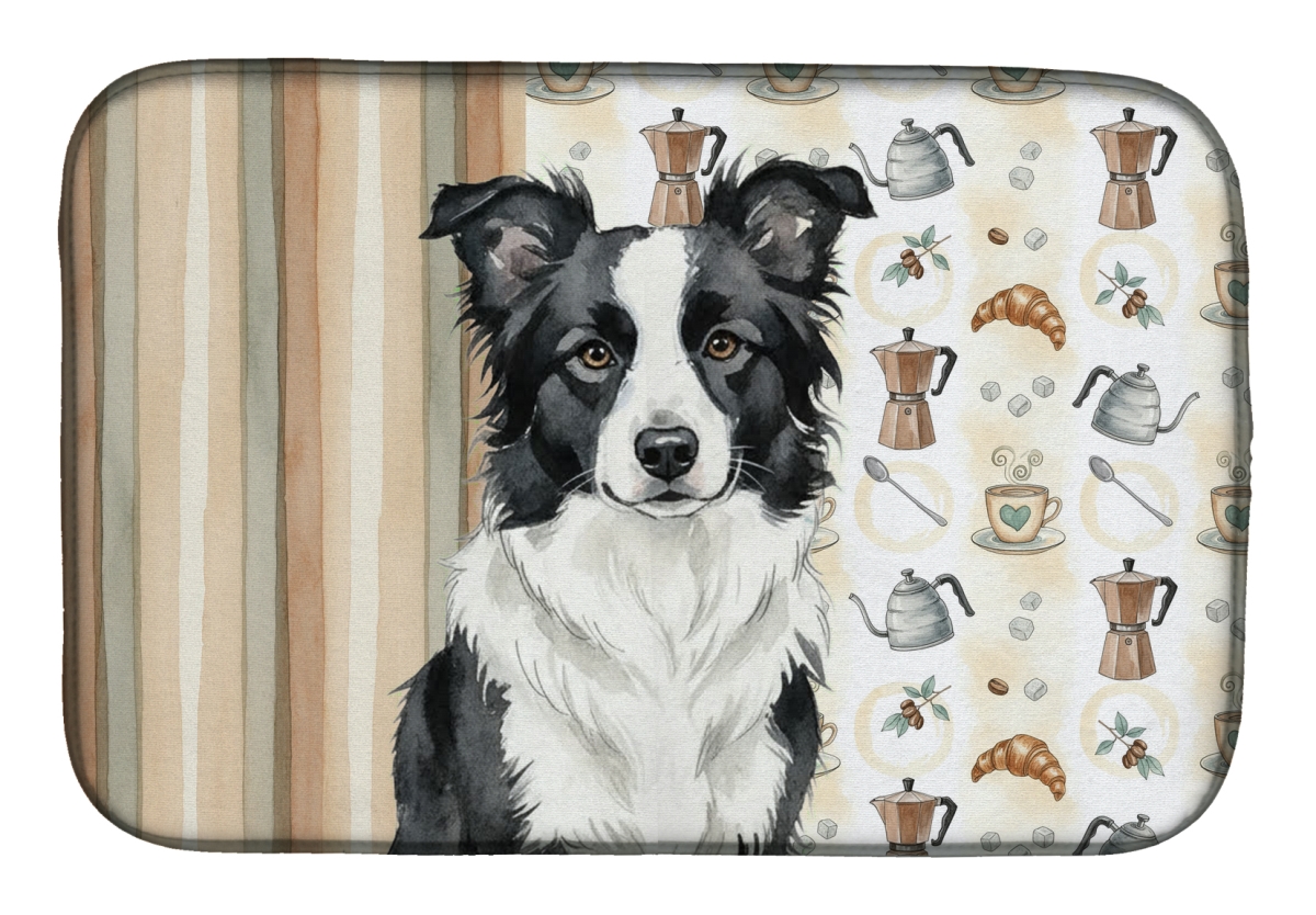 Picture of Carolines Treasures WDK7323DDM 21 x 14 in. Border Collie Coffee Bar Dish Drying Mat