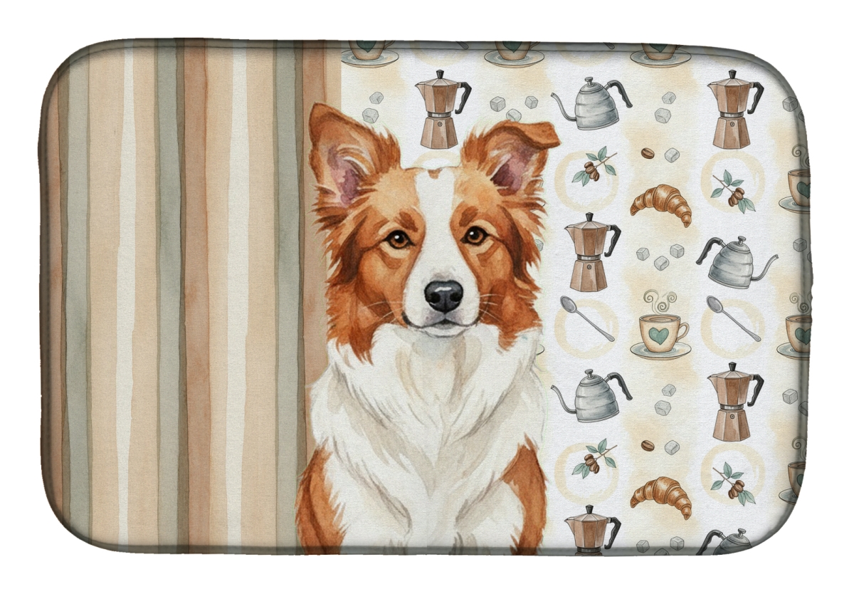 Picture of Carolines Treasures WDK7324DDM 21 x 14 in. Red & White Border Collie Coffee Bar Dish Drying Mat