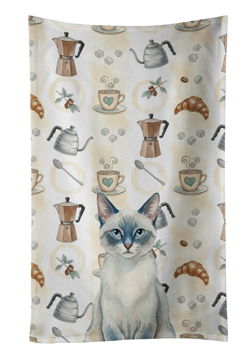 FNT1371KTWL 25 x 15 in. Blue Point Cat Coffee Time Kitchen Towel