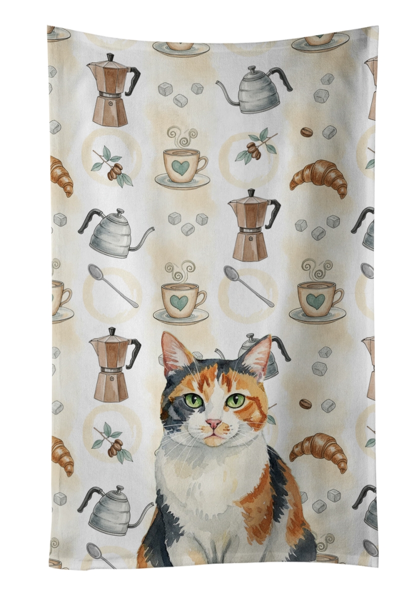 FNT1372KTWL 25 x 15 in. Calico Cat Coffee Time Kitchen Towel