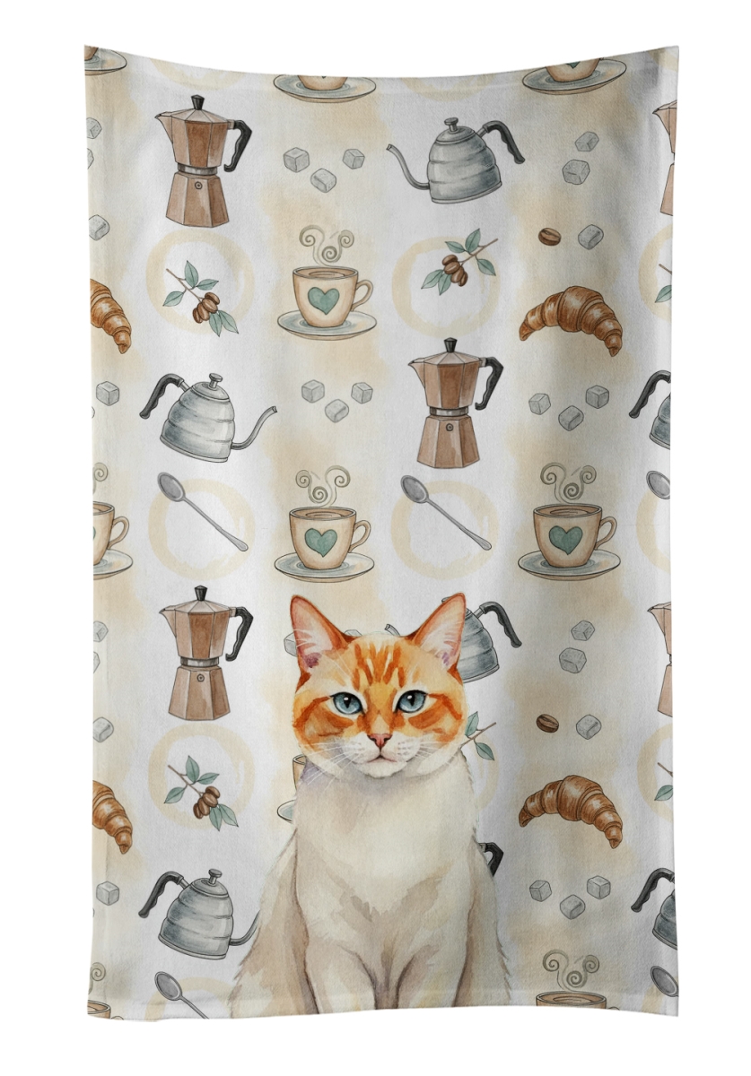 FNT1379KTWL 25 x 15 in. Flame Point Cat Coffee Time Kitchen Towel