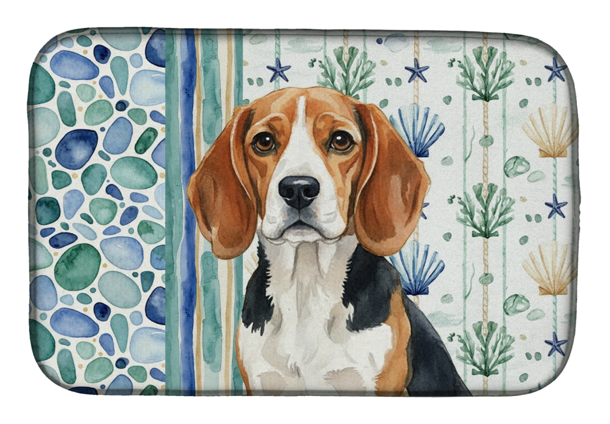 Picture of Carolines Treasures WDK6899DDM 21 x 14 in. Beagle Coastal Sea Glass Dish Drying Mat