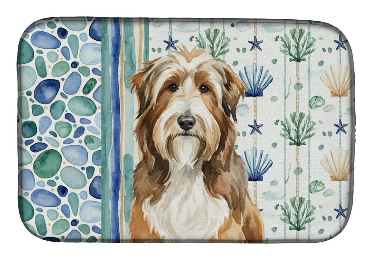 Picture of Carolines Treasures WDK6902DDM 21 x 14 in. Brown Bearded Collie Coastal Sea Glass Dish Drying Mat