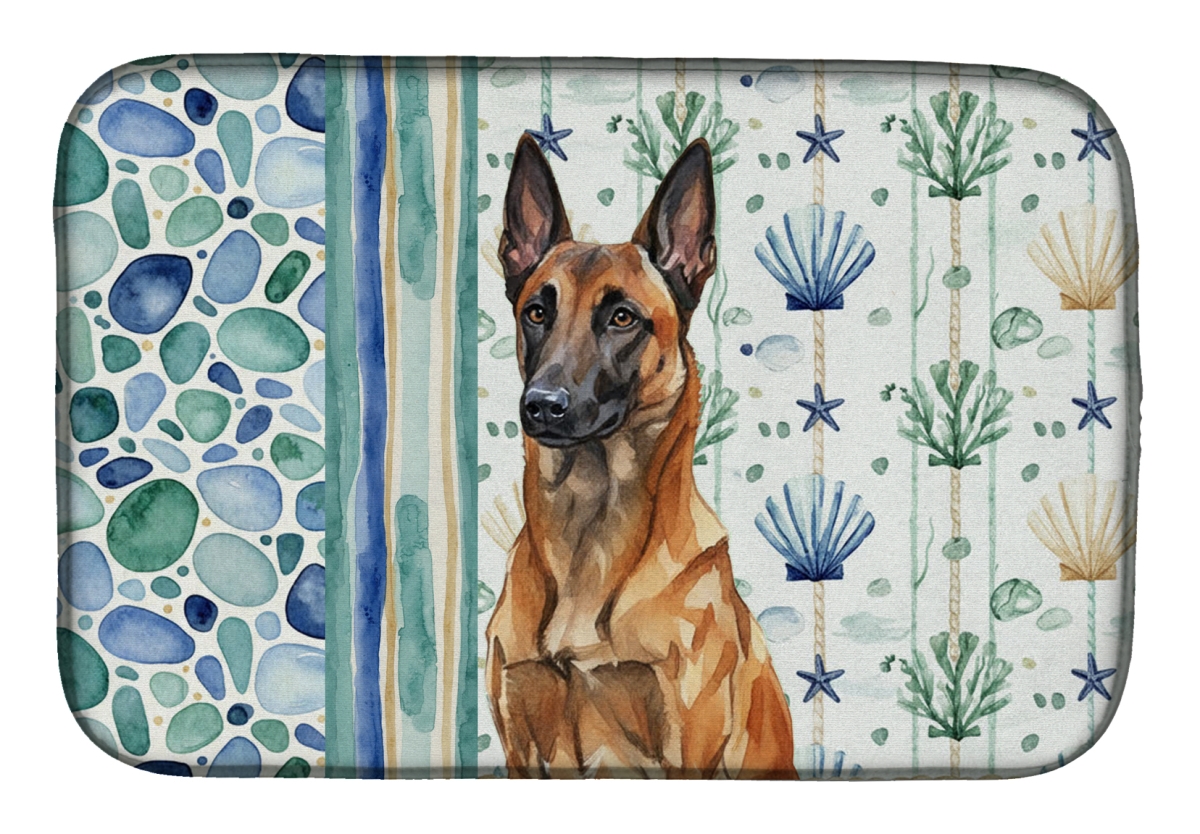 Picture of Carolines Treasures WDK6909DDM 21 x 14 in. Mahogany Belgian Malinois Coastal Sea Glass Dish Drying Mat