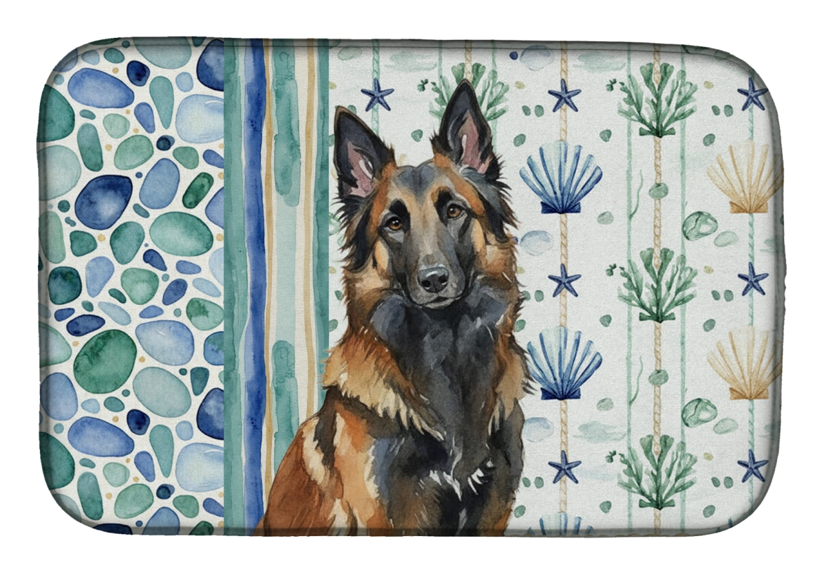 Picture of Carolines Treasures WDK6911DDM 21 x 14 in. Belgian Tervuren Coastal Sea Glass Dish Drying Mat