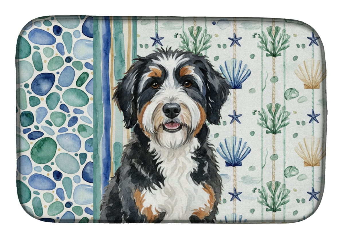 Picture of Carolines Treasures WDK6912DDM 21 x 14 in. Berndoodle Coastal Sea Glass Dish Drying Mat