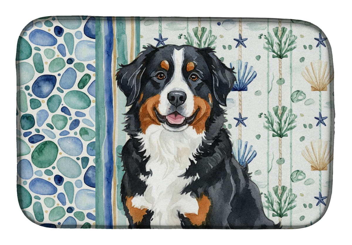 Picture of Carolines Treasures WDK6913DDM 21 x 14 in. Bernese Mountain Dog Coastal Sea Glass Dish Drying Mat