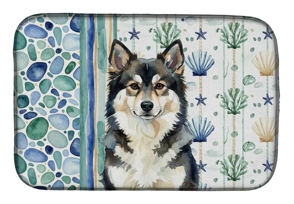 Picture of Carolines Treasures WDK7037DDM 21 x 14 in. Finnish Lapphund Coastal Sea Glass Dish Drying Mat