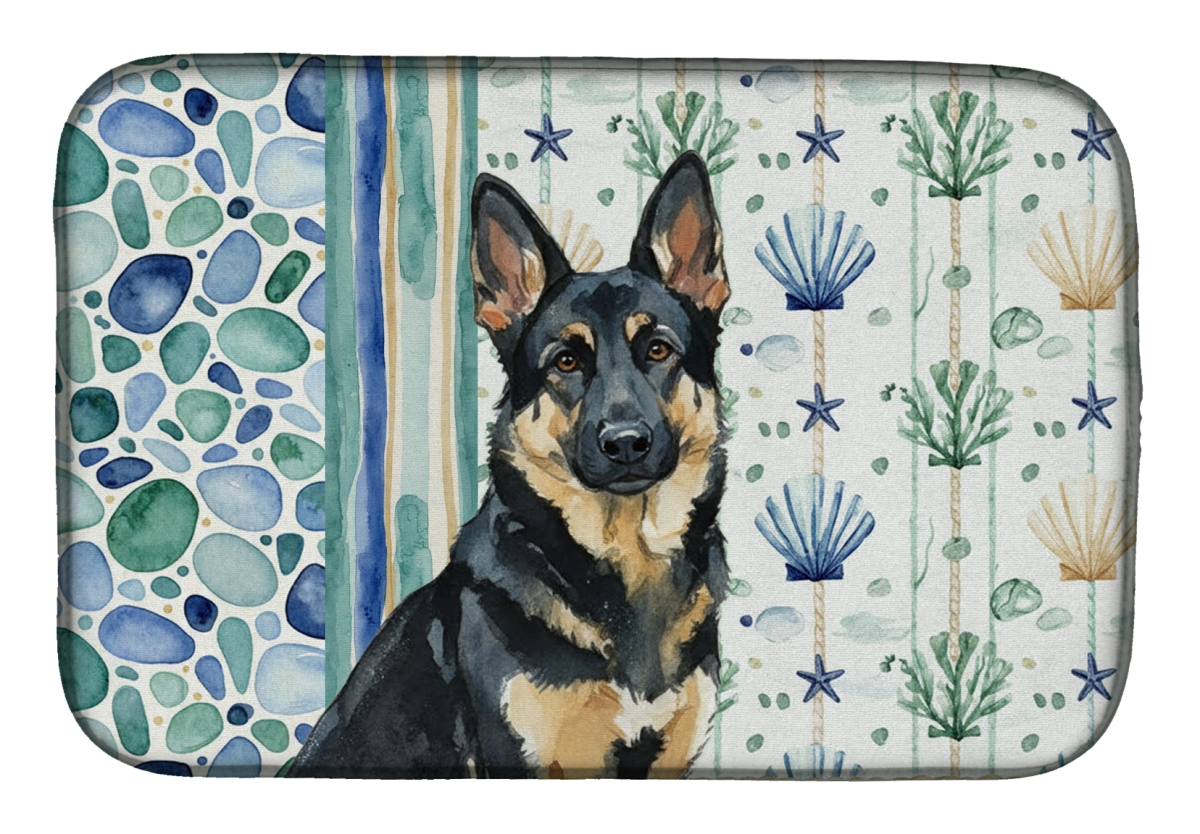 Picture of Carolines Treasures WDK7044DDM 21 x 14 in. Black & Tan German Shepherd Coastal Sea Glass Dish Drying Mat