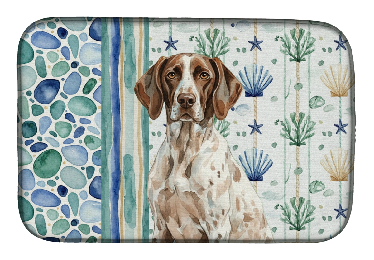 Picture of Carolines Treasures WDK7048DDM 21 x 14 in. German Shorthaired Pointer Coastal Sea Glass Dish Drying Mat