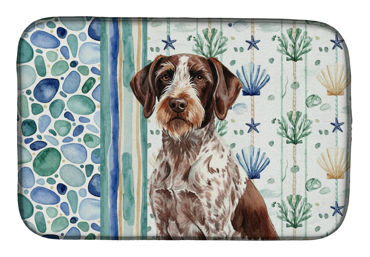 Picture of Carolines Treasures WDK7050DDM 21 x 14 in. Roan German Wirehaired Pointer Coastal Sea Glass Dish Drying Mat