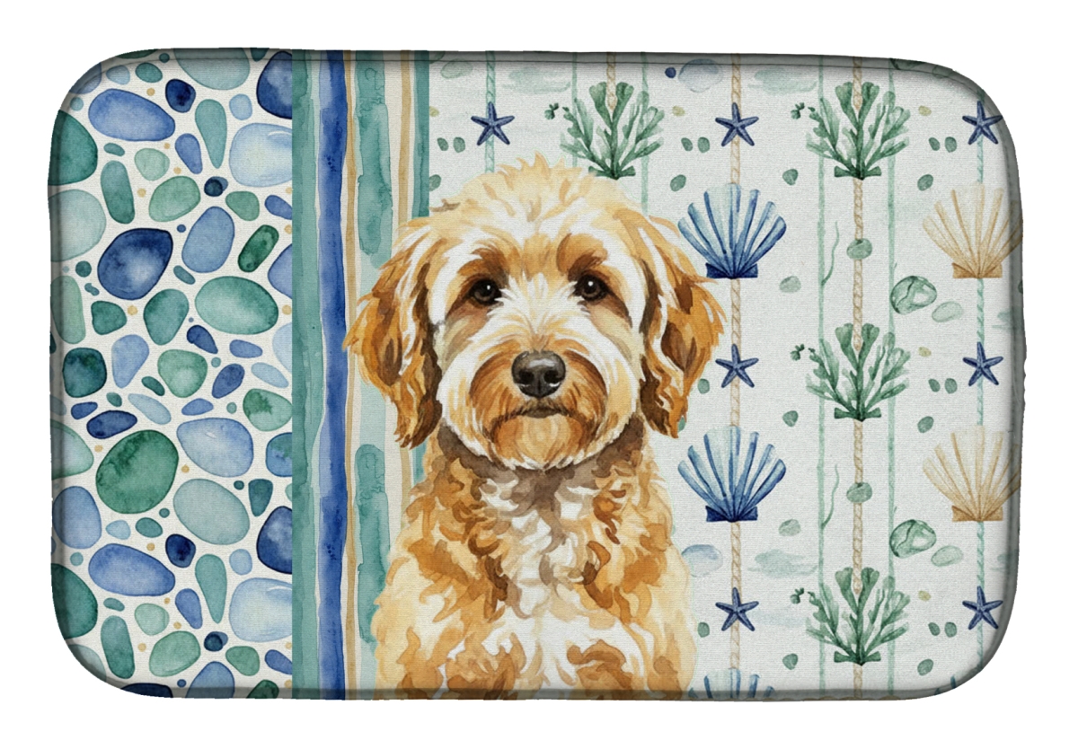 Picture of Carolines Treasures WDK7052DDM 21 x 14 in. Goldendoodle Coastal Sea Glass Dish Drying Mat