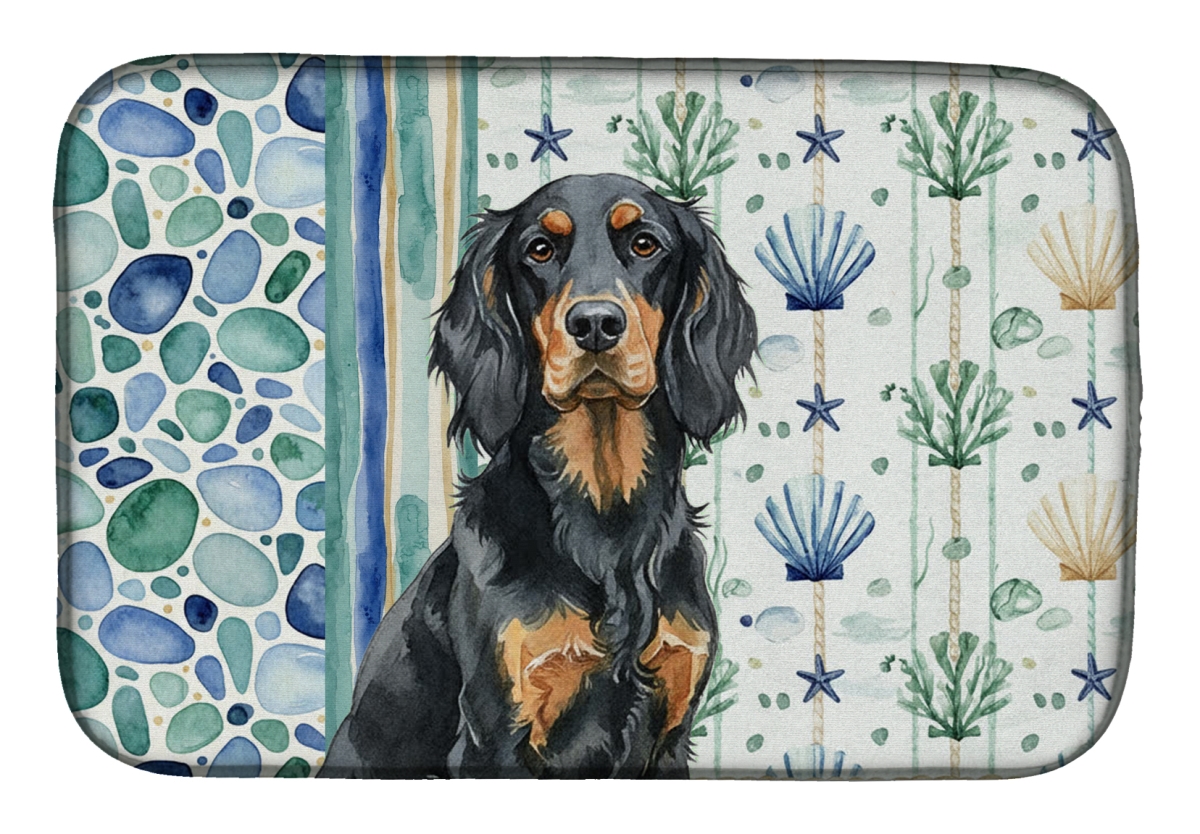 Picture of Carolines Treasures WDK7053DDM 21 x 14 in. Gordon Setter Coastal Sea Glass Dish Drying Mat