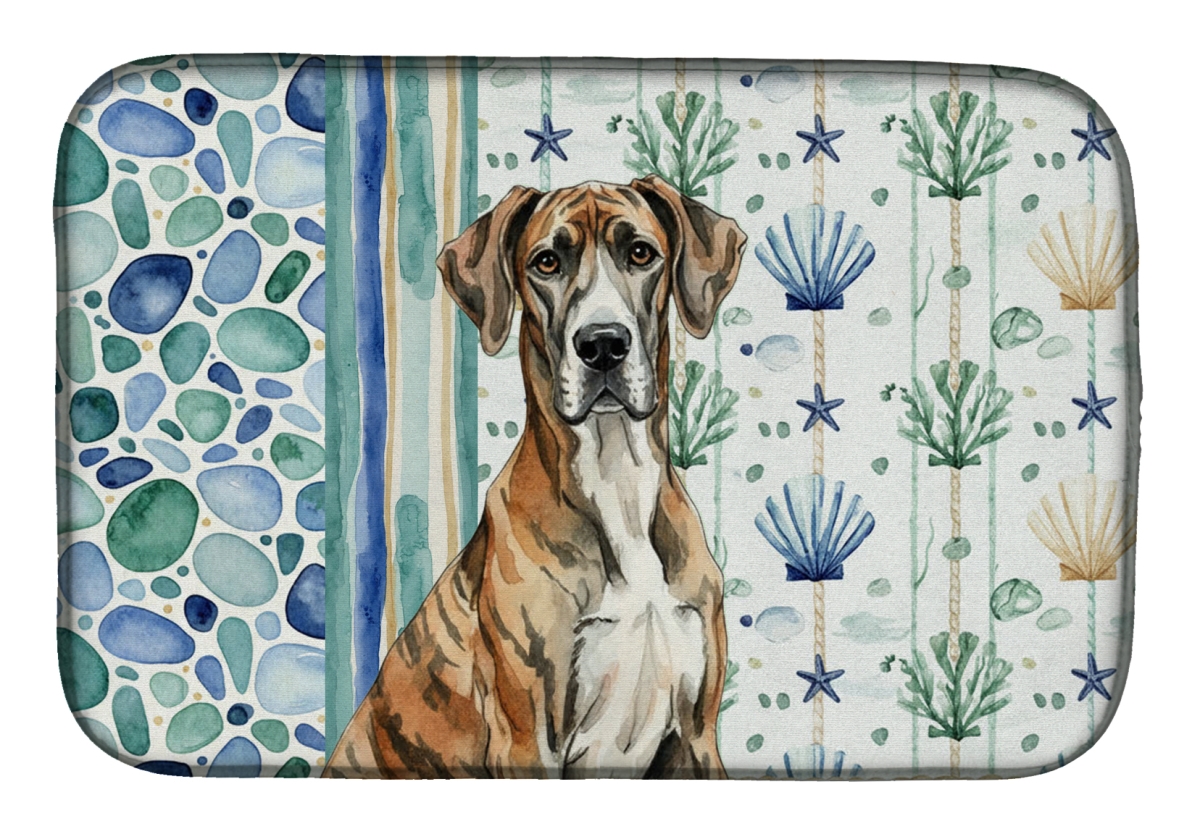 Picture of Carolines Treasures WDK7055DDM 21 x 14 in. Brindle Great Dane Coastal Sea Glass Dish Drying Mat