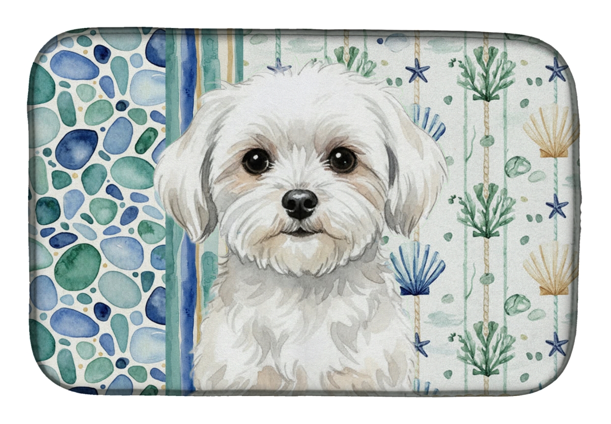 Picture of Carolines Treasures WDK7106DDM 21 x 14 in. Maltese Coastal Sea Glass Dish Drying Mat