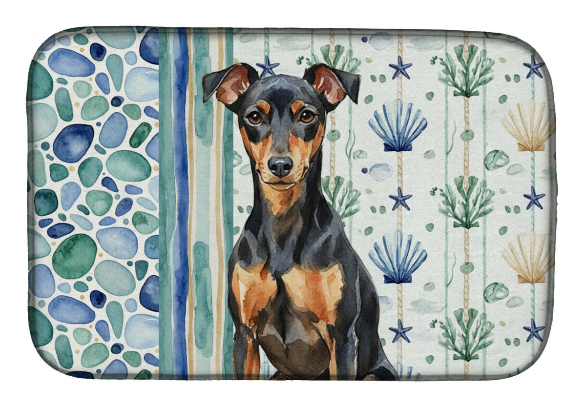 Picture of Carolines Treasures WDK7108DDM 21 x 14 in. Manchester Terrier Coastal Sea Glass Dish Drying Mat