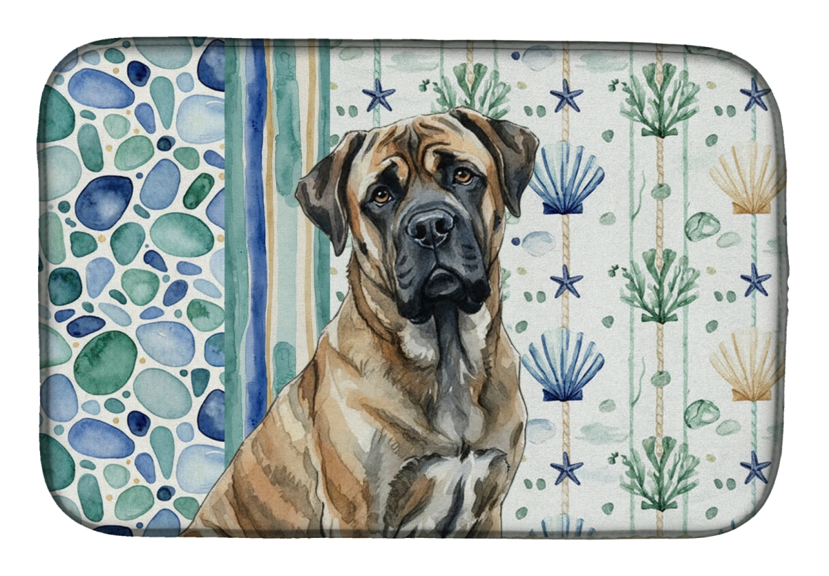Picture of Carolines Treasures WDK7109DDM 21 x 14 in. Brindle Mastiff Coastal Sea Glass Dish Drying Mat