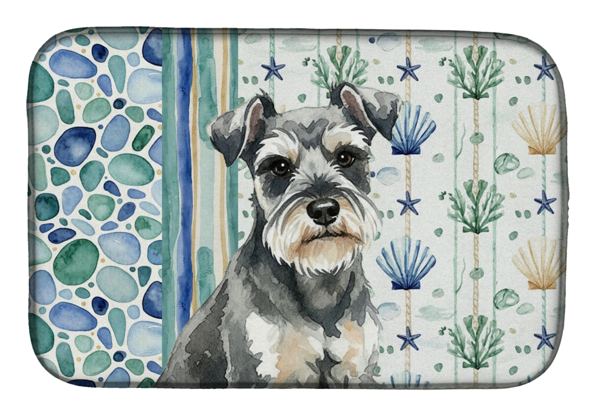Picture of Carolines Treasures WDK7119DDM 21 x 14 in. Miniature Schnauzer Coastal Sea Glass Dish Drying Mat