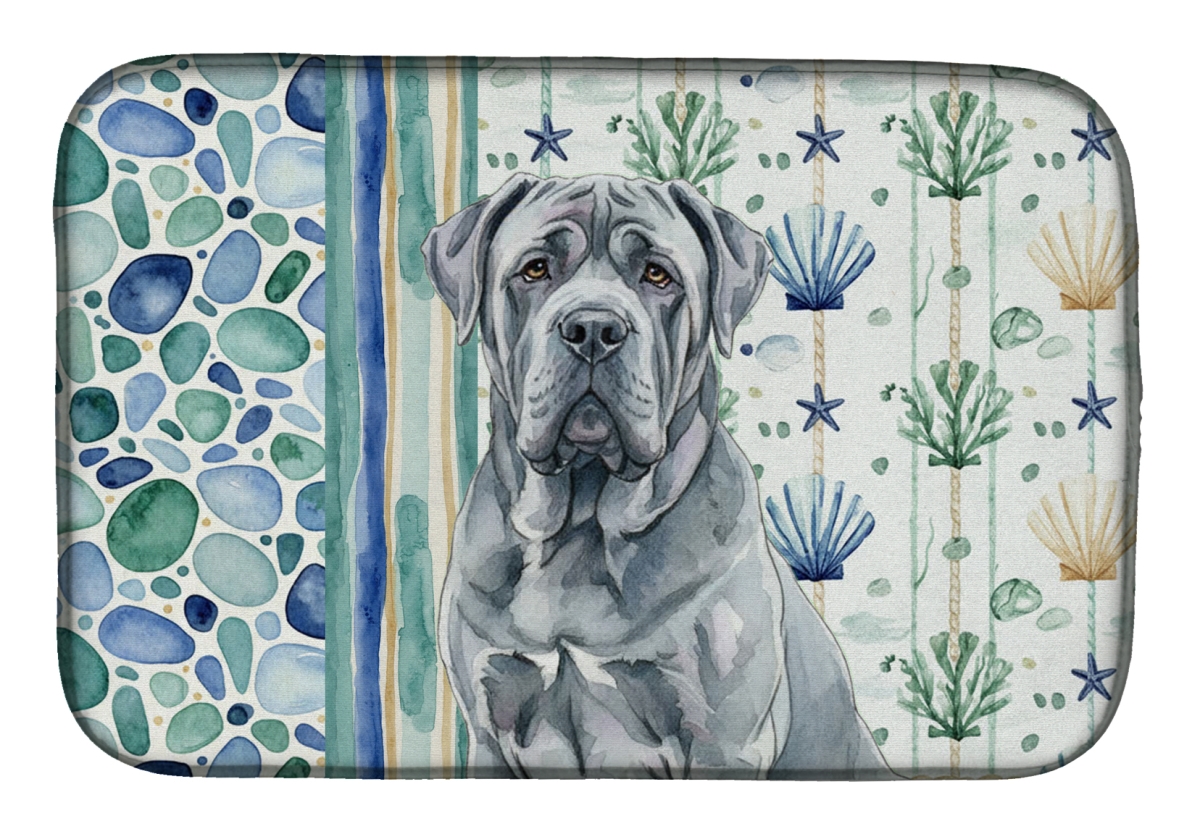 Picture of Carolines Treasures WDK7122DDM 21 x 14 in. Blue Neapolitan Mastiff Coastal Sea Glass Dish Drying Mat
