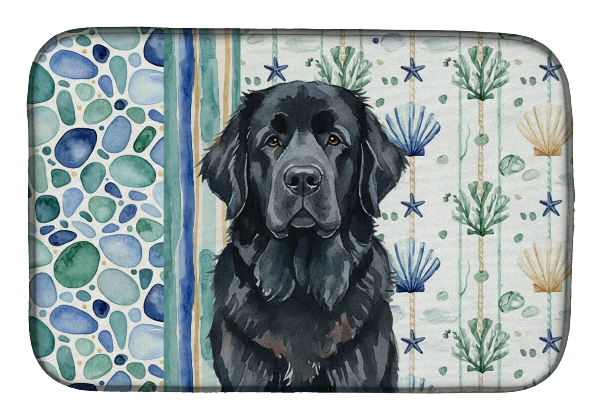 Picture of Carolines Treasures WDK7124DDM 21 x 14 in. Black  foundland Coastal Sea Glass Dish Drying Mat