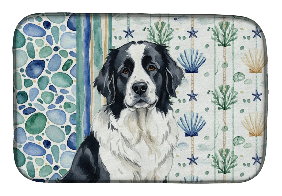 Picture of Carolines Treasures WDK7127DDM 21 x 14 in. Landseer  foundland Coastal Sea Glass Dish Drying Mat