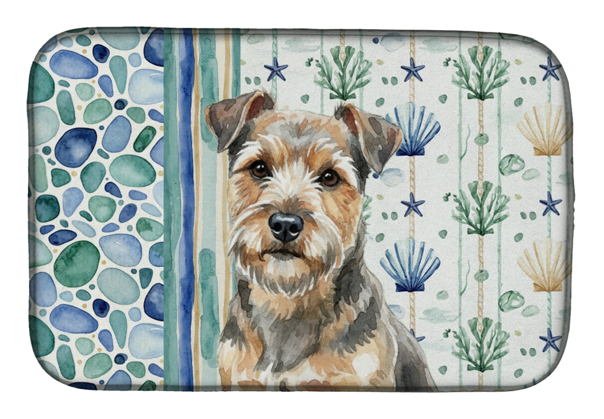 Picture of Carolines Treasures WDK7129DDM 21 x 14 in. Grizzle & Tan Norfolk Terrier Coastal Sea Glass Dish Drying Mat