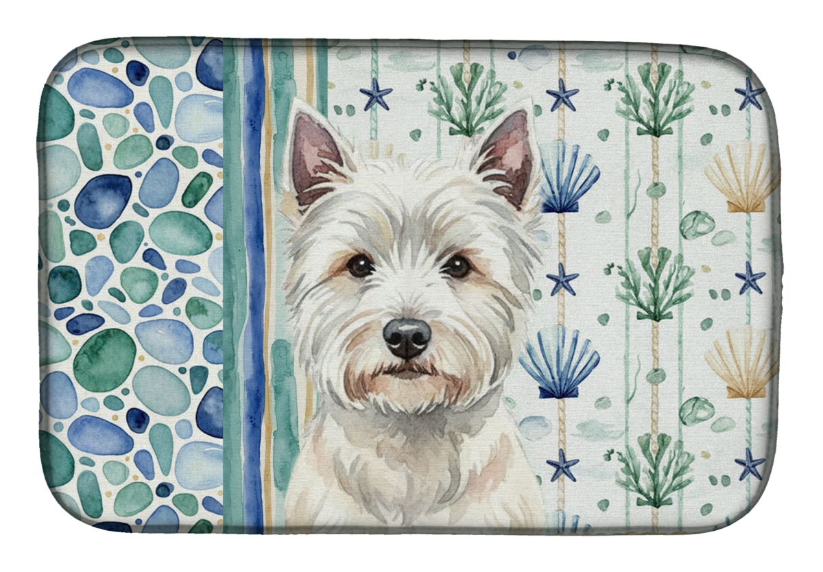 Picture of Carolines Treasures WDK7250DDM 21 x 14 in. Westie Coastal Sea Glass Dish Drying Mat