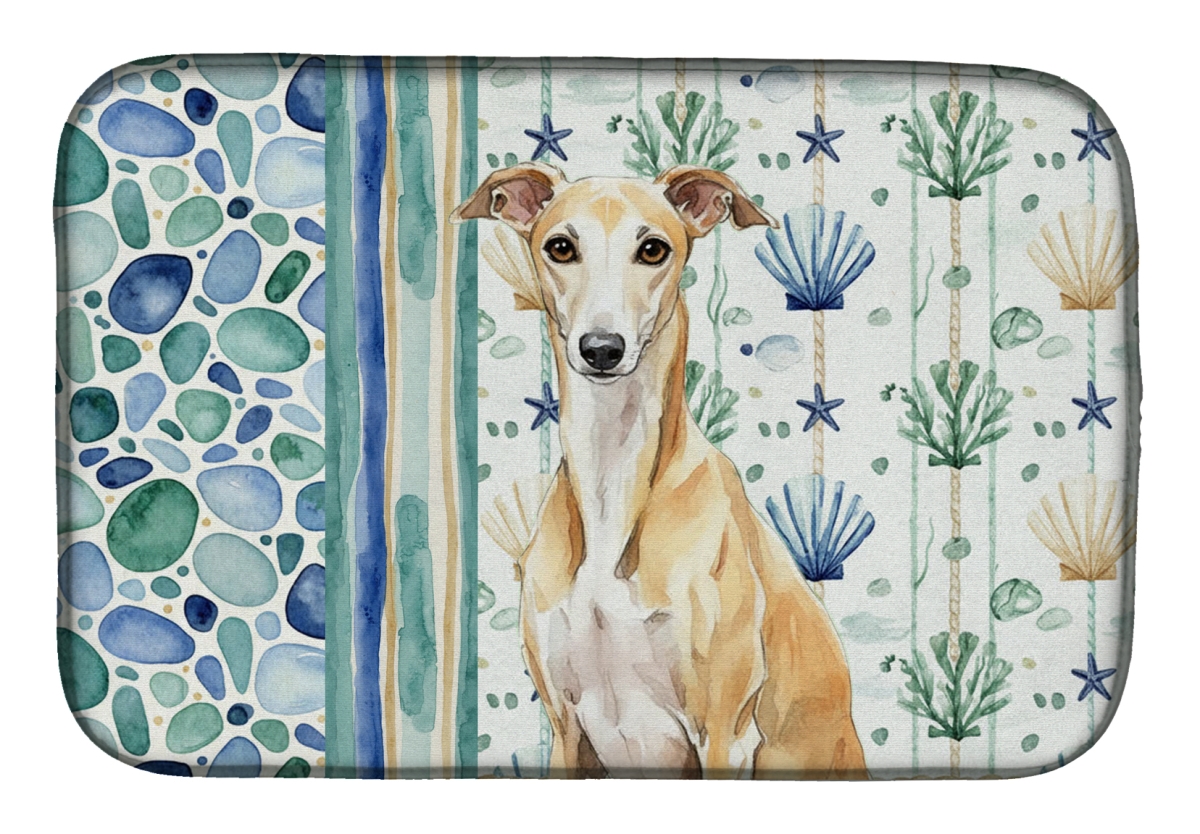 Picture of Carolines Treasures WDK7254DDM 21 x 14 in. Fawn Whippet Coastal Sea Glass Dish Drying Mat