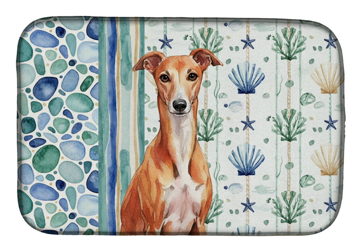 Picture of Carolines Treasures WDK7255DDM 21 x 14 in. Red Whippet Coastal Sea Glass Dish Drying Mat